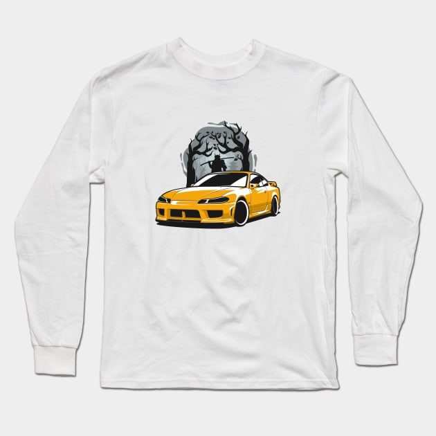 Yellow Silvia S15 Samurai Warrior Long Sleeve T-Shirt by KaroCars